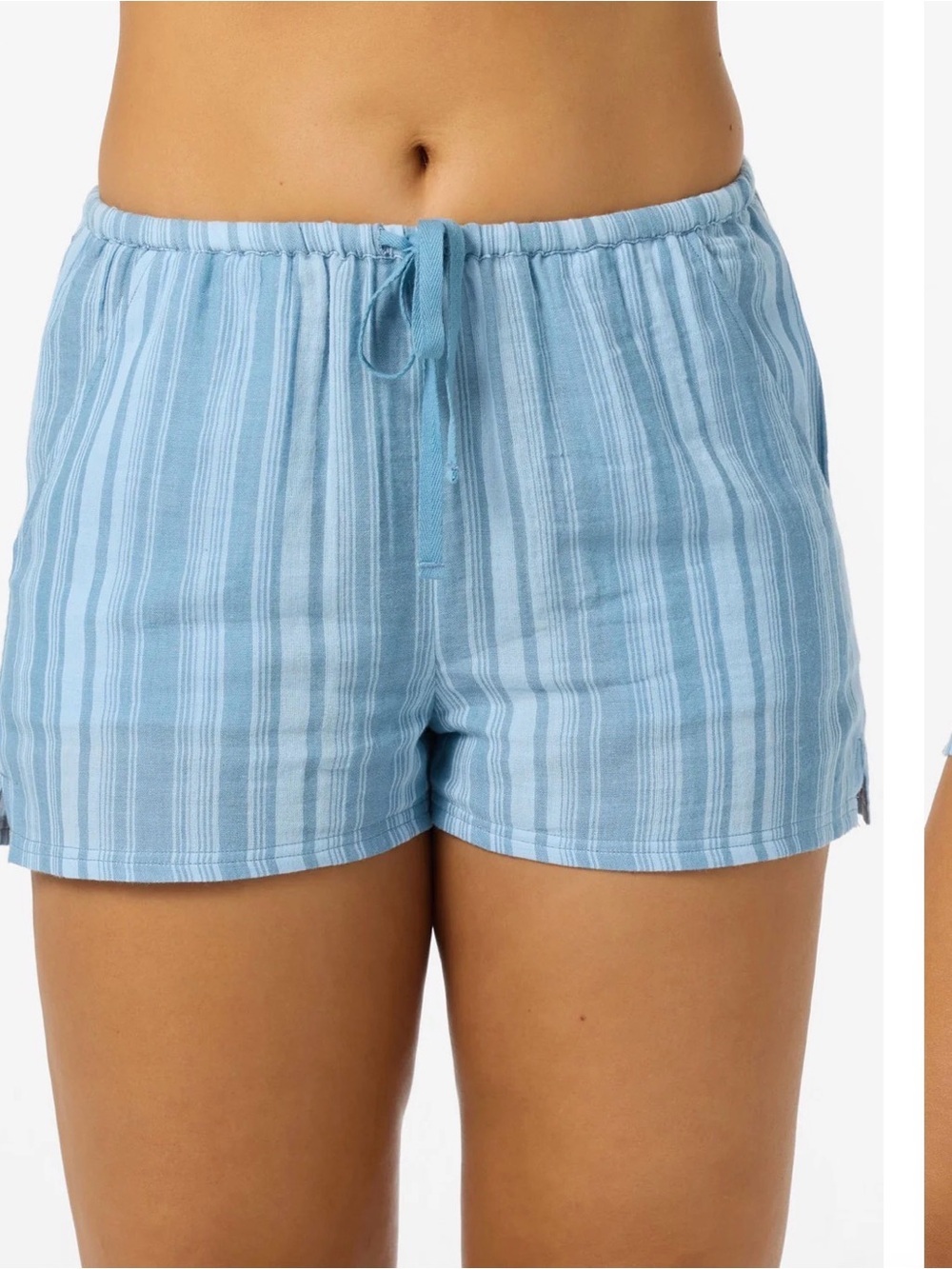 Women’s O'Neill Chambray Blue Brenda Waves Stripe Beach Shorts Size XL